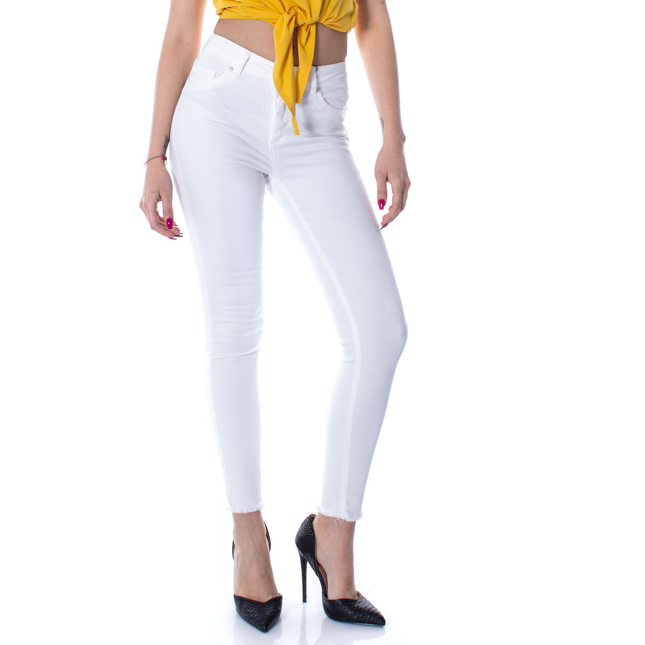 Pantaloni Donna Only Bianchi con Zip