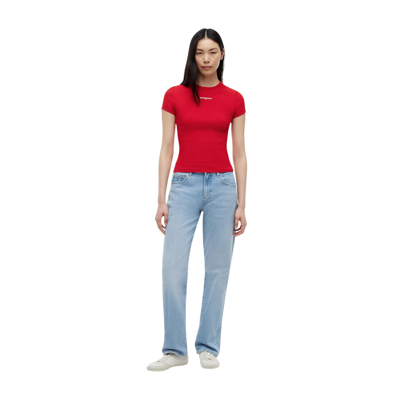 T-Shirt Donna Tommy Hilfiger Jeans Manica Corta Rossa