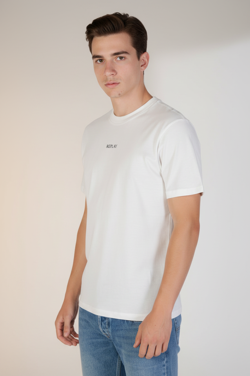 T-Shirt Uomo Replay Bianca in Cotone