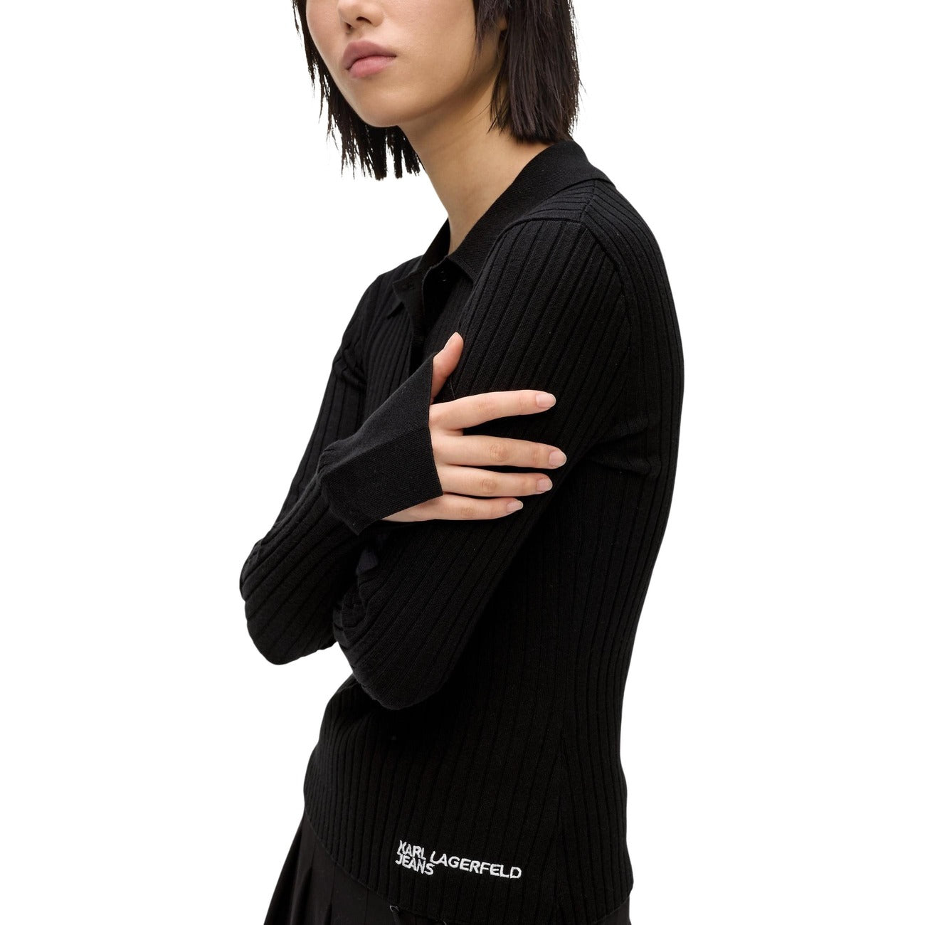 Polo Donna Karl Lagerfeld Jeans Nera in Viscosa