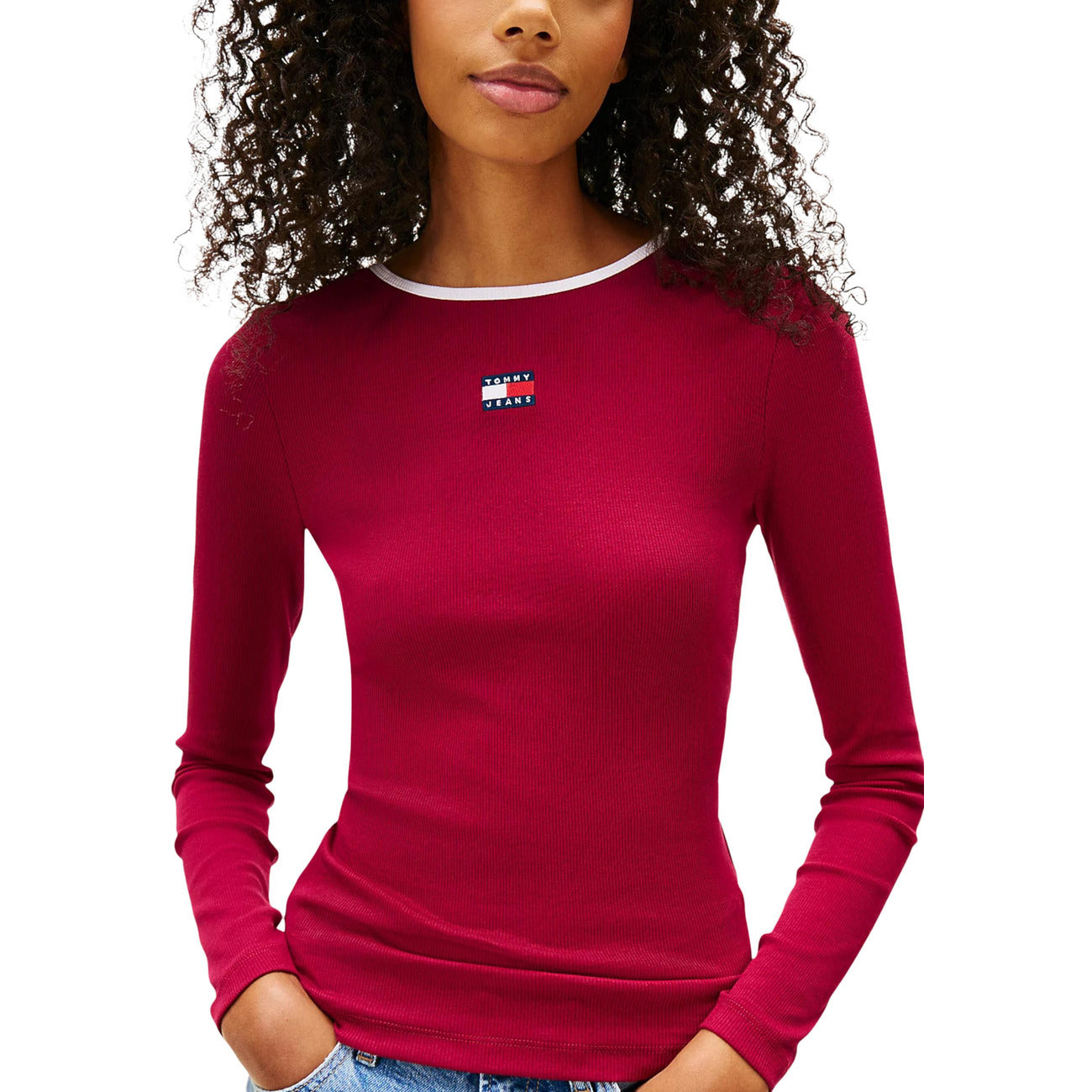 Maglia Donna Tommy Hilfiger Jeans Nera in Cotone Organico Elasticizzato