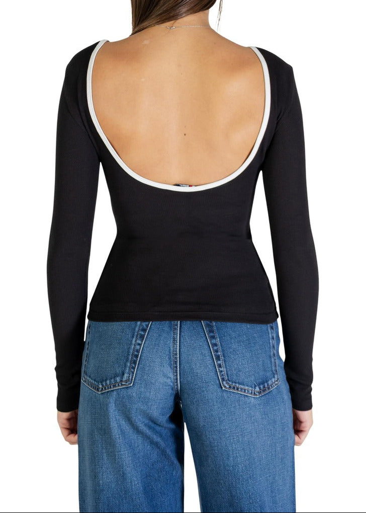 Maglia Donna Tommy Hilfiger Jeans Nera in Cotone Organico Elasticizzato