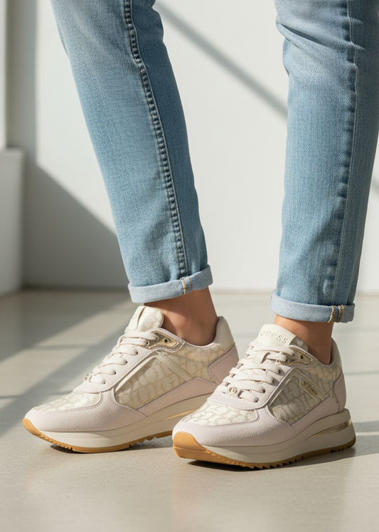Sneakers Donna Guess Energy5 Beige con Plateau