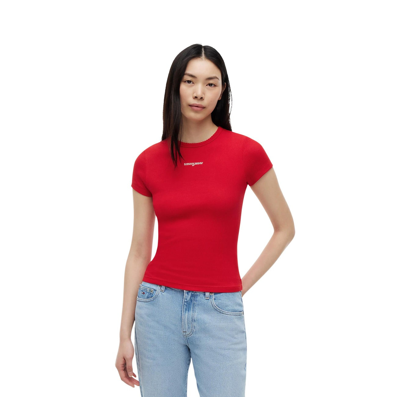 T-Shirt Donna Tommy Hilfiger Jeans Manica Corta Rossa
