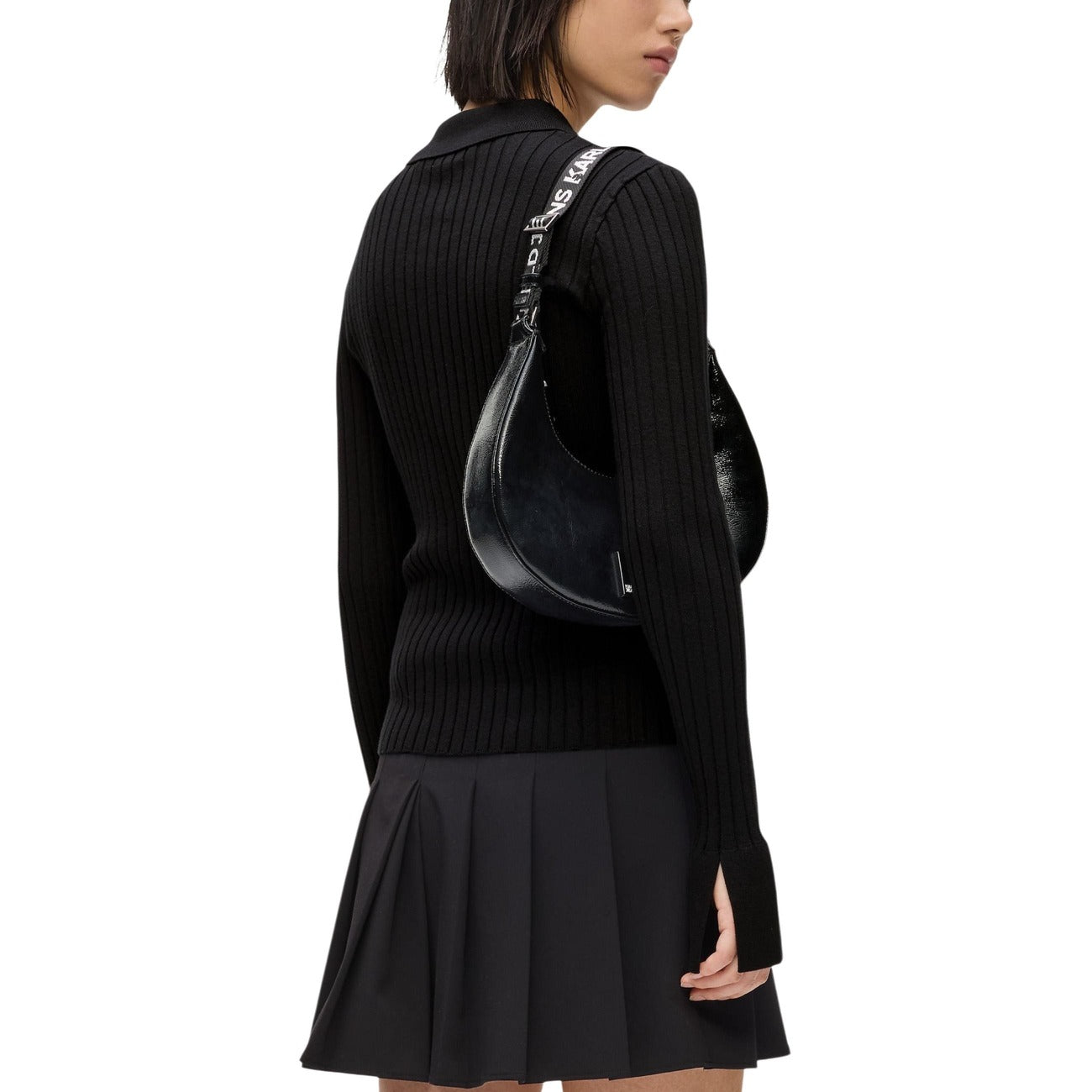Polo Donna Karl Lagerfeld Jeans Nera in Viscosa